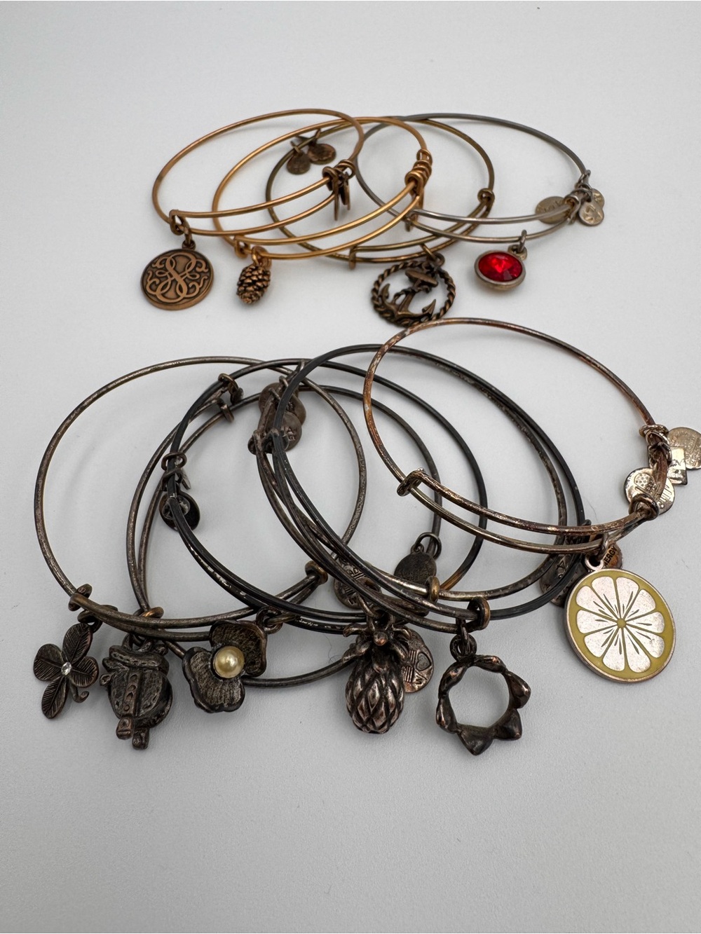 Alex and Ani Mixed Tone Charm Bangle Bracelets